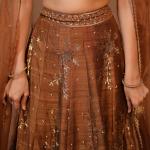 3-Piece Lehenga Set Zardozi Zari Sippi Embroidery (Brown)