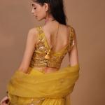 3-Piece Lehenga Set Zardozi Zari Sippi Embroidery (Yellow)