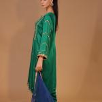 3-Piece Salwar Suit Set Moti Sippi Dori Embroidery (Blue Dupatta)