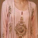 3-Piece Salwar Suit Set Moti Sippi Dori Embroidery (Rose Pink)