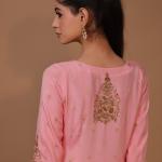 3-Piece Sharara Suit Set Zardozi Sippi Dori Embroidery (Blush Pink)