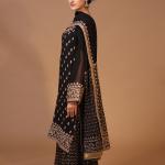 3-Piece Georgette Sharara Suit Set (Black)